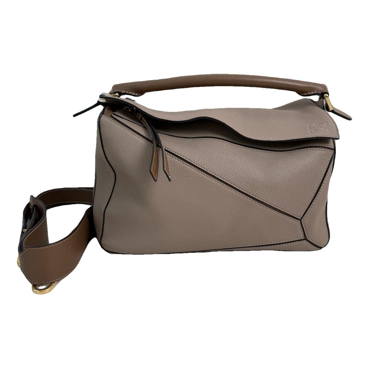 Puzzle leather handbag