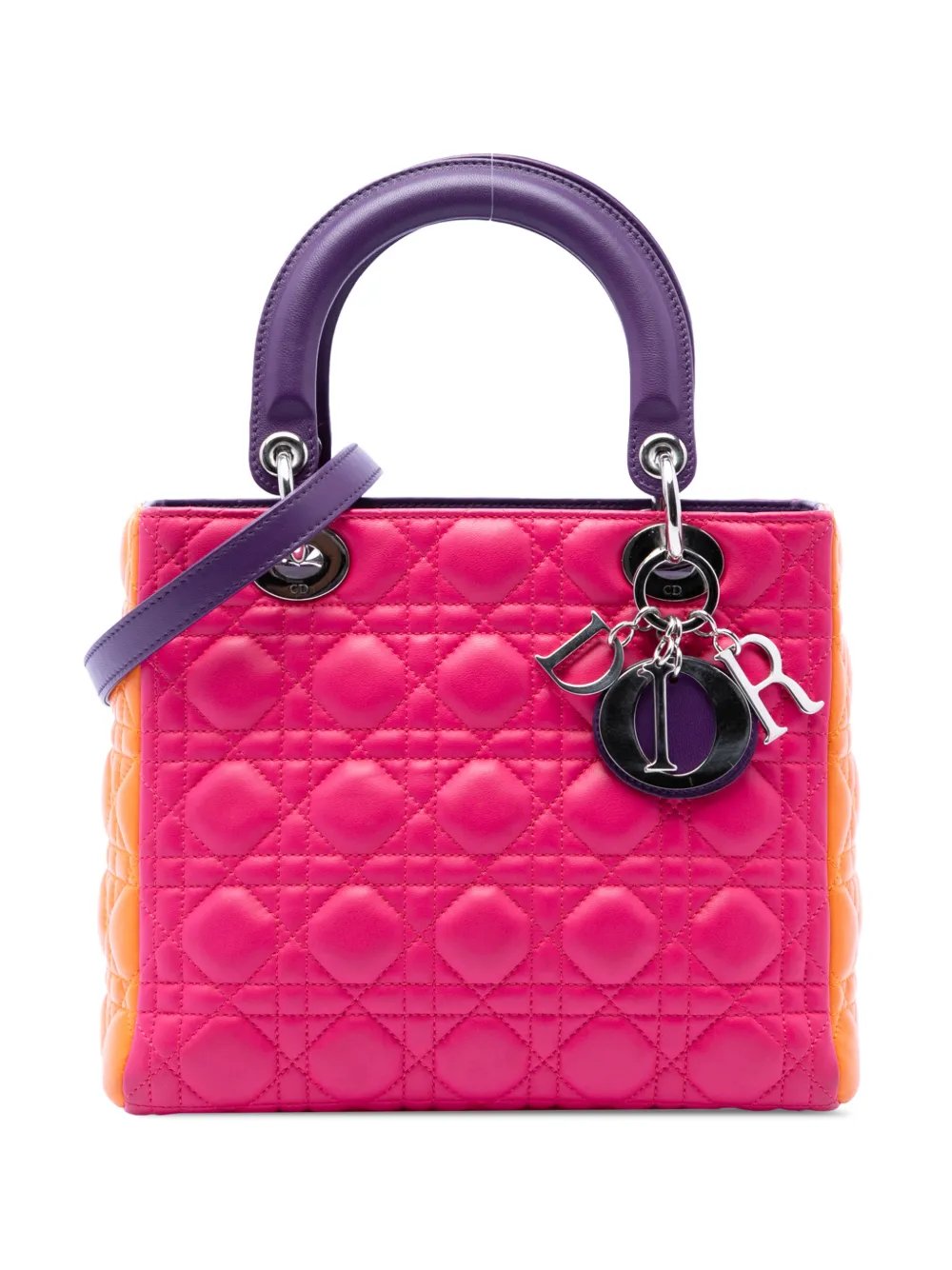 2011 Medium Tricolor Lambskin Cannage Lady Dior satchel