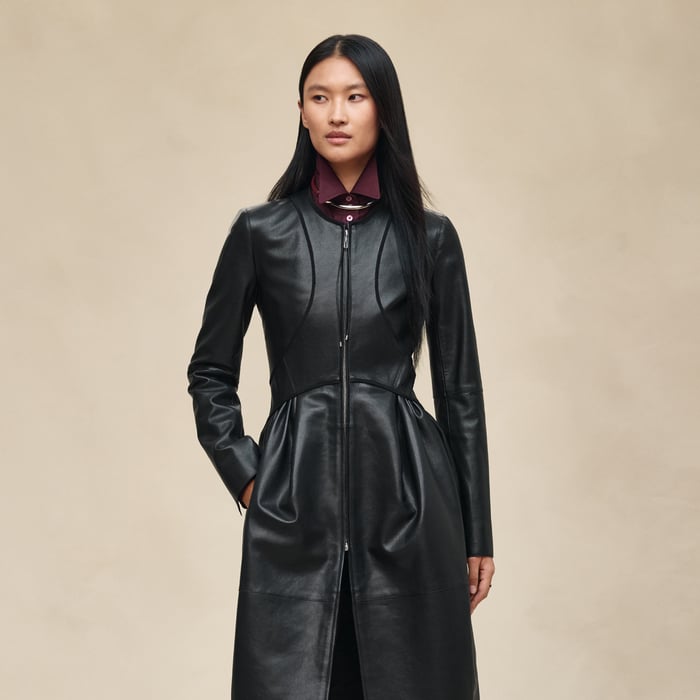 Noir Long Leather Coat