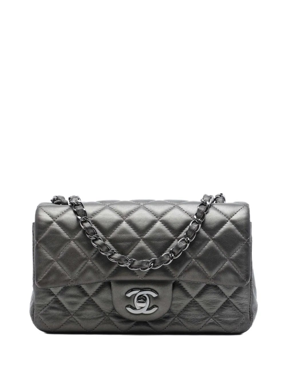2013-2014 Mini Rectangular Classic Metallic Lambskin Single Flap crossbody bag