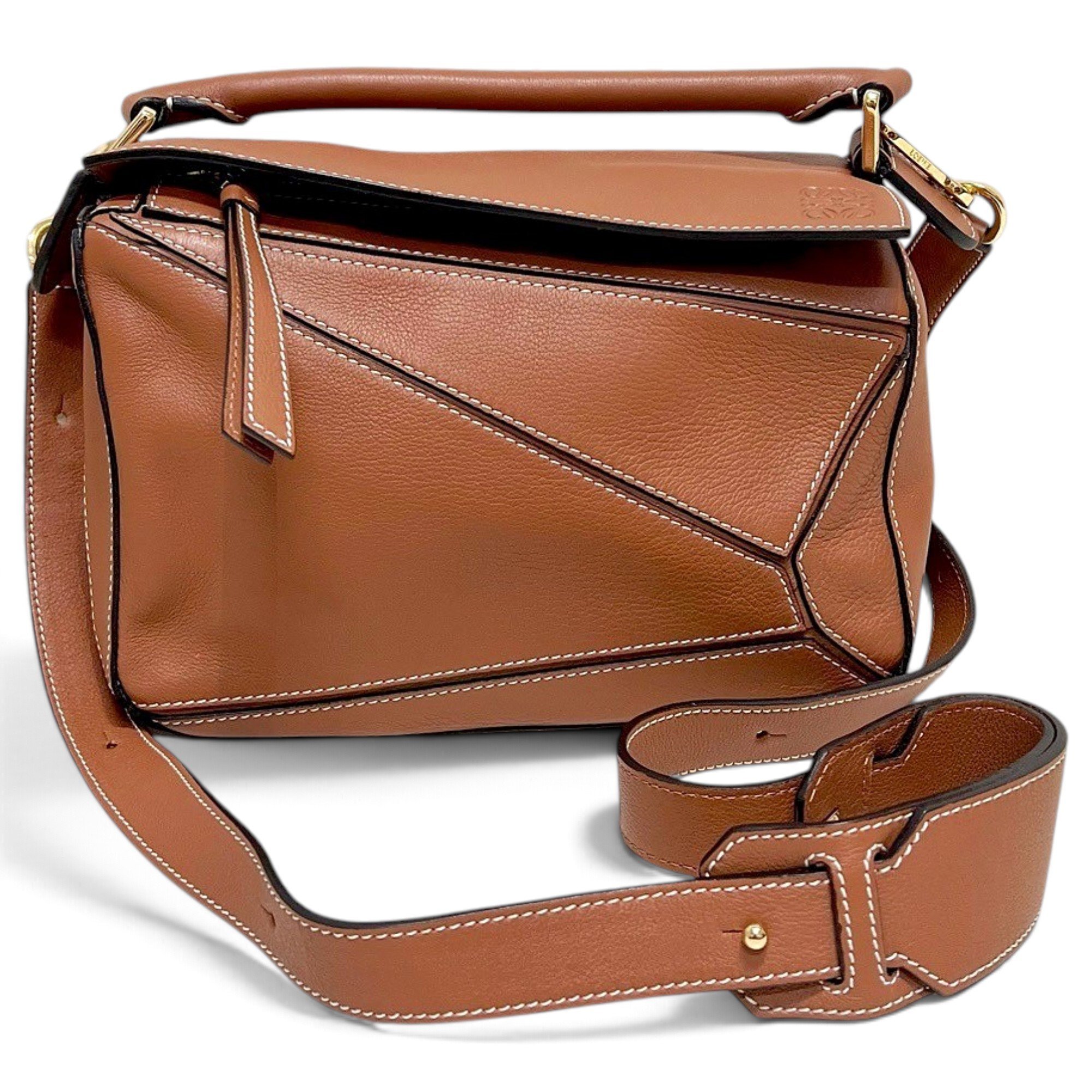 Puzzle leather handbag