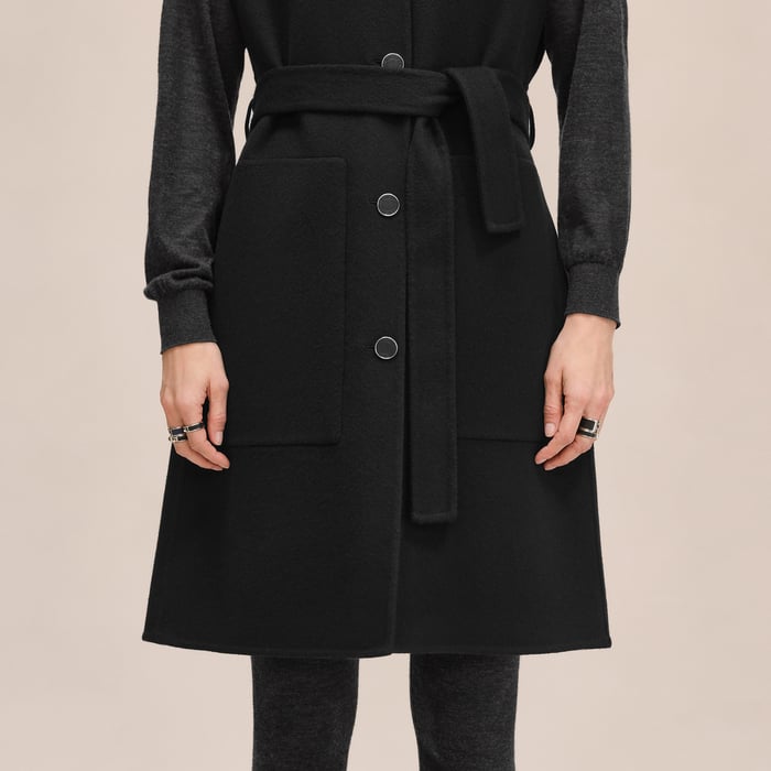 Noir Belted Cashmere Long Vest