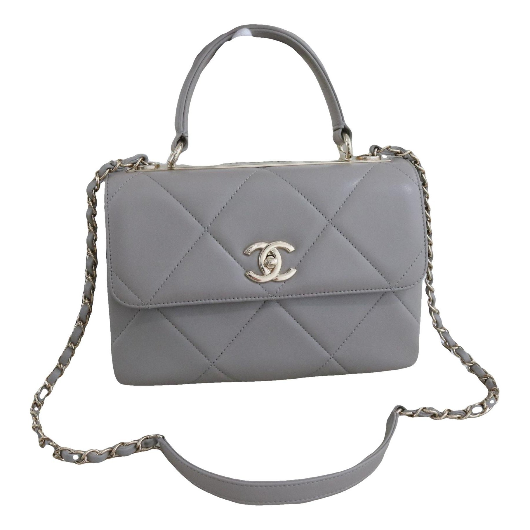 Trendy CC Top Handle leather handbag