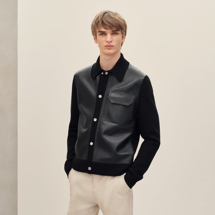 Noir "Devant Cuir" Buttoned Jacket