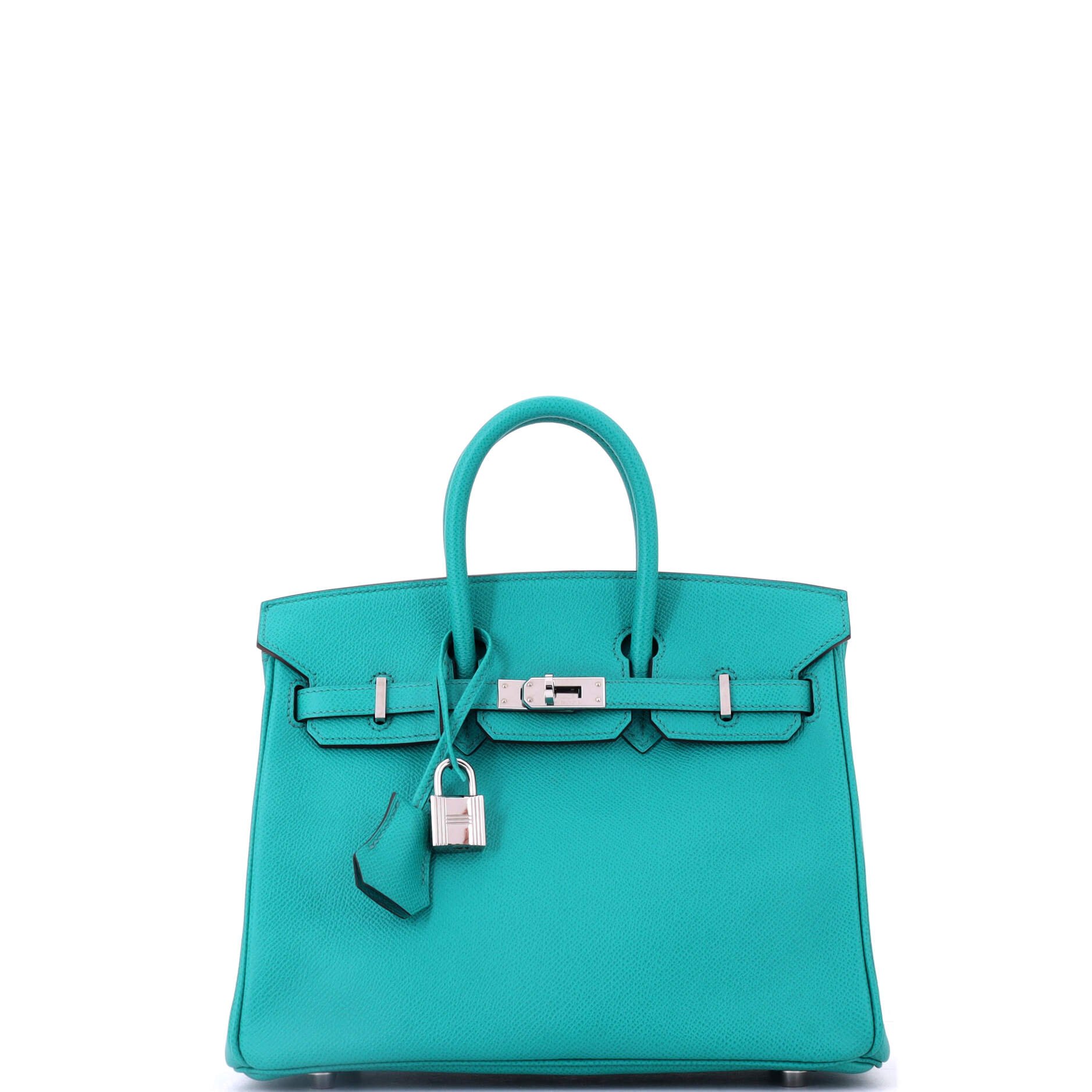 Hermes Birkin Handbag Bleu Paon Epsom with Palladium Hardware 25
