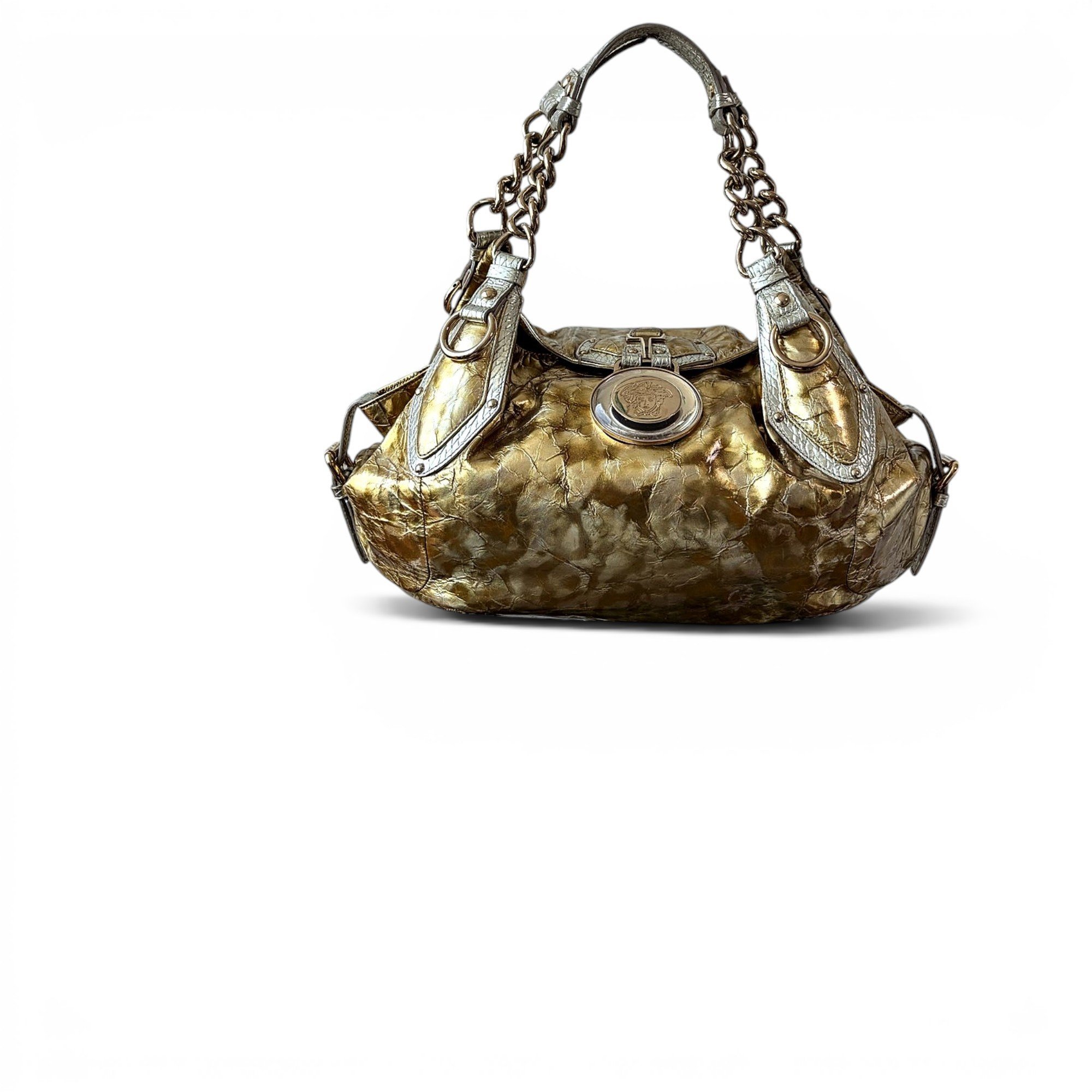 Versace Greca Goddess patent leather handbag
