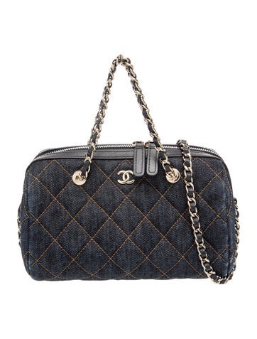 2026 Denim Quilted Barrel Clutch w/ Chain