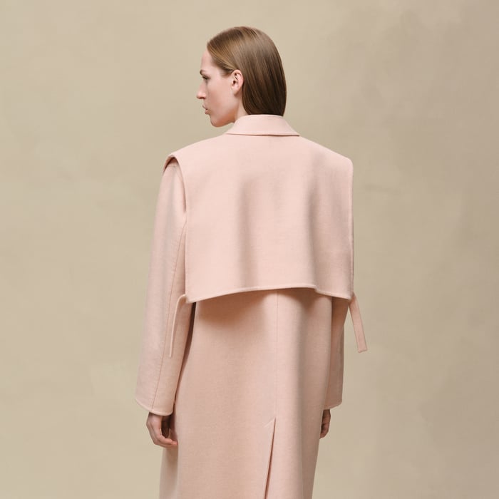 Rose Palomino Long Storm Flap Coat
