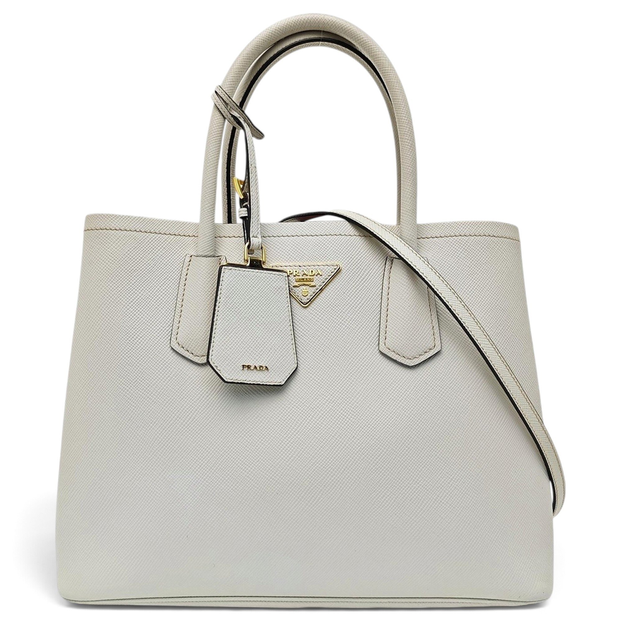 Double leather handbag