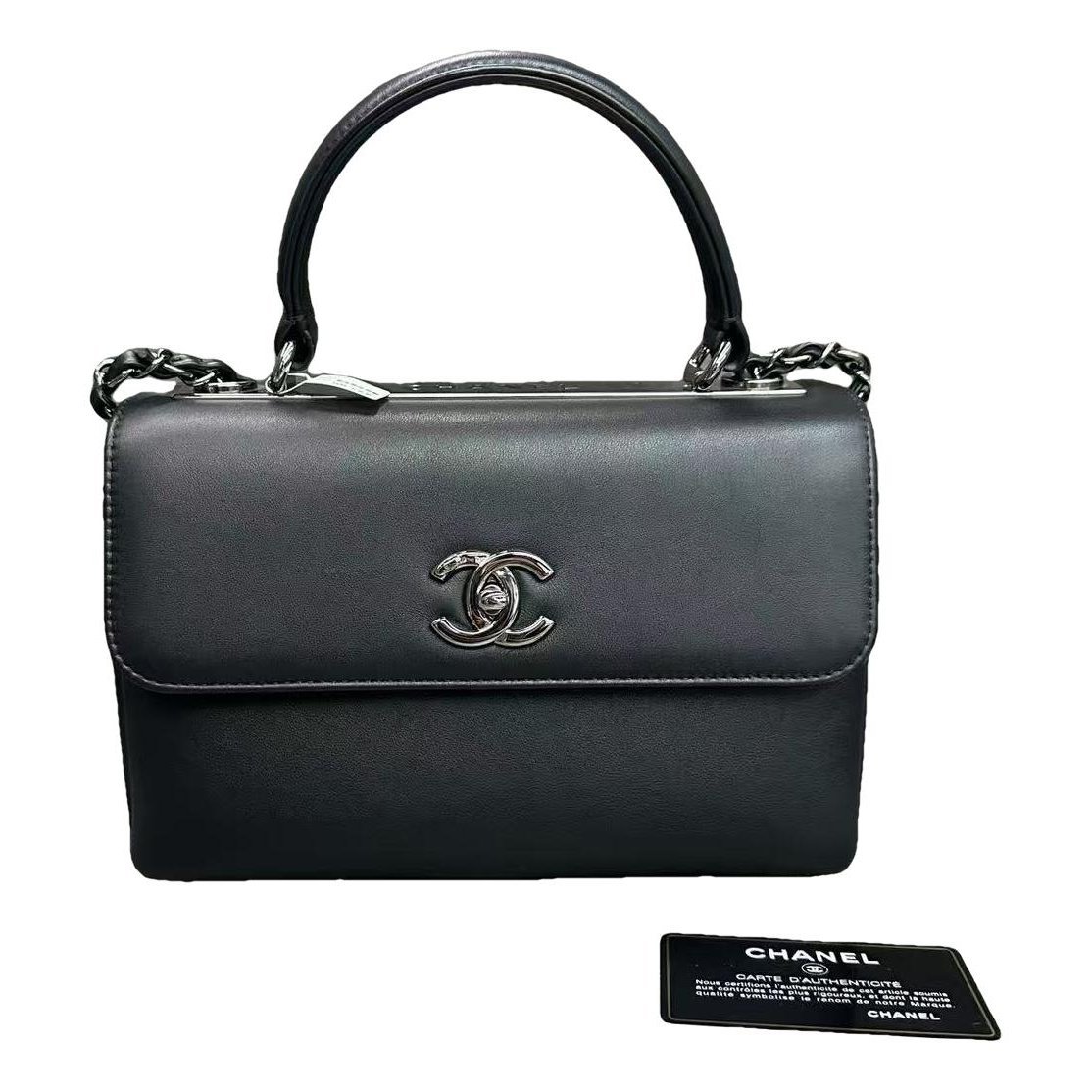 Trendy CC Top Handle leather handbag