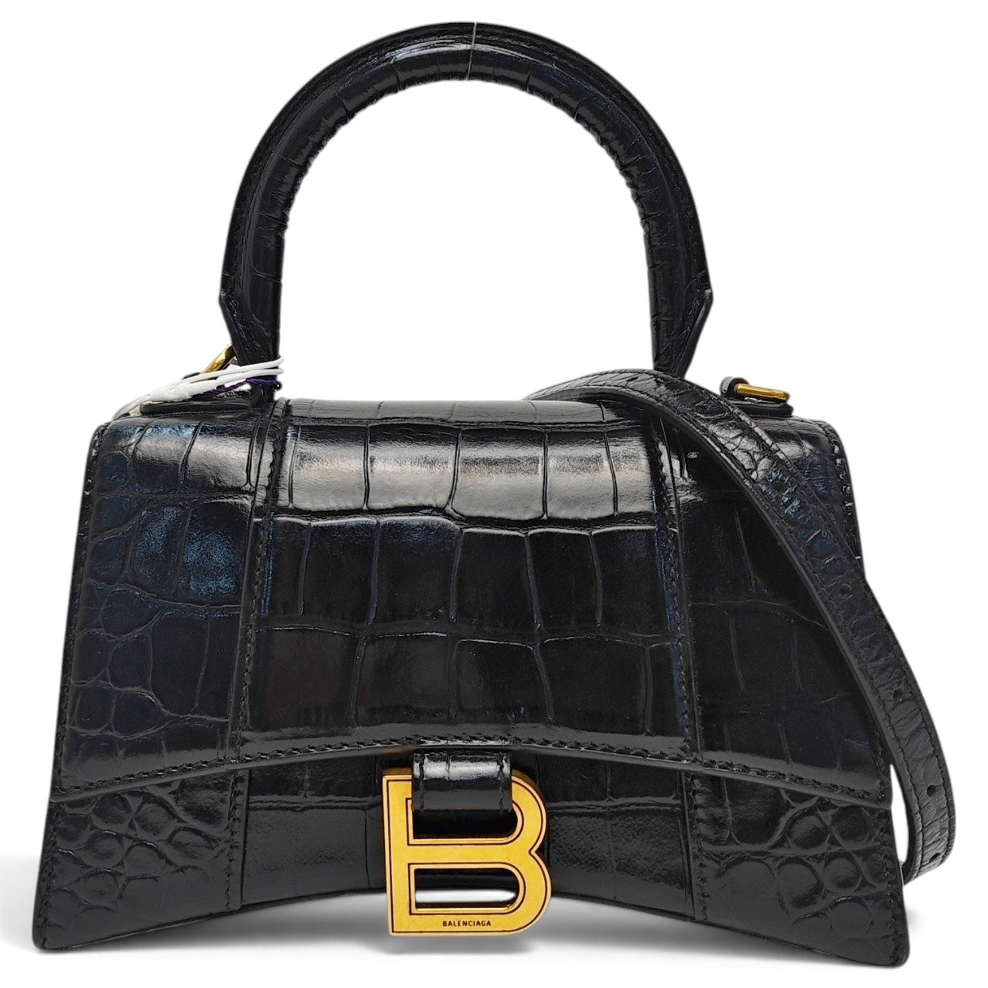 Hourglass leather handbag