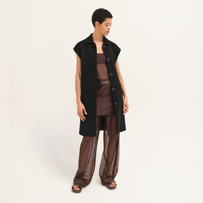 Noir Belted Cashmere Long Vest