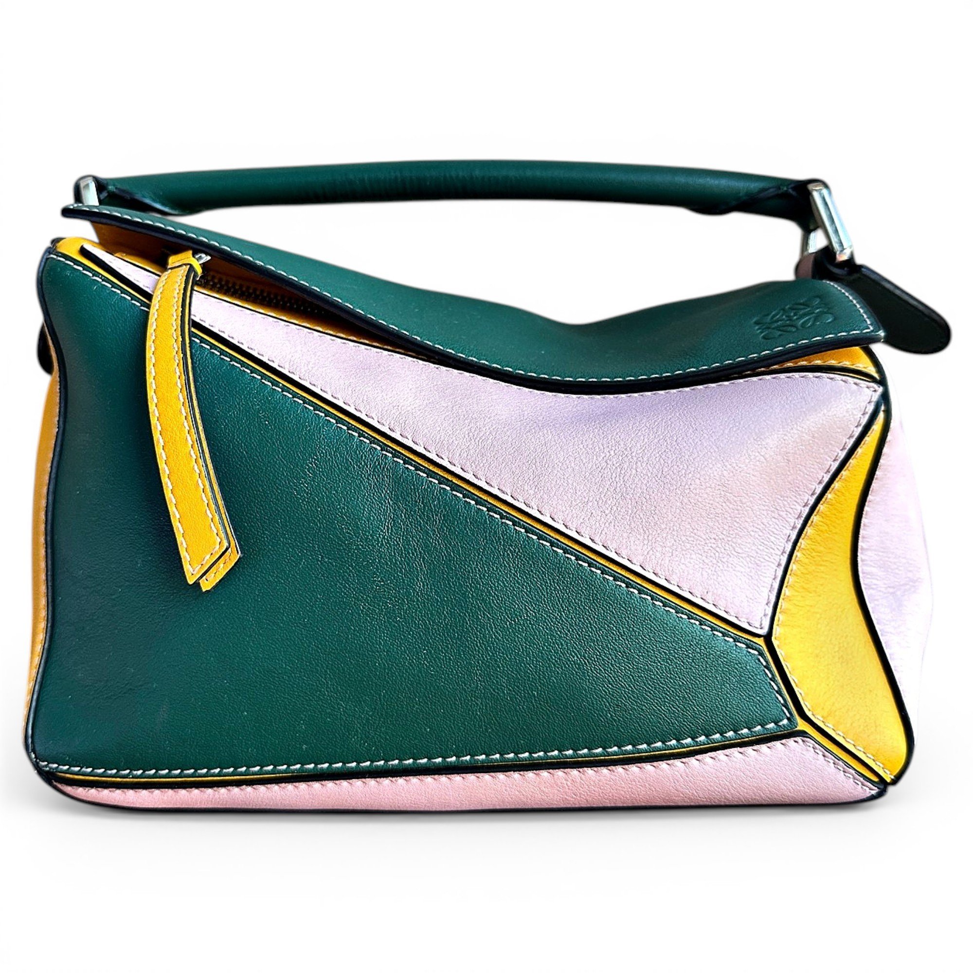 Puzzle leather handbag