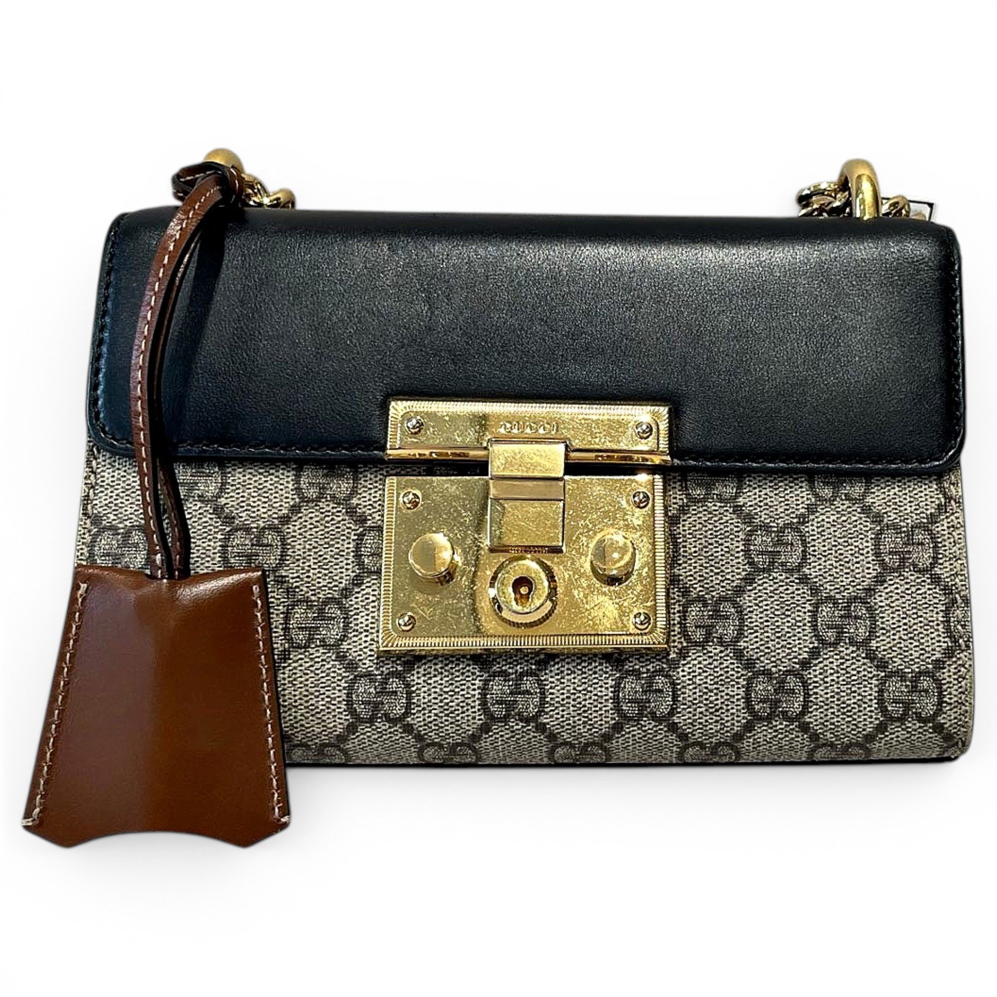 Padlock leather handbag