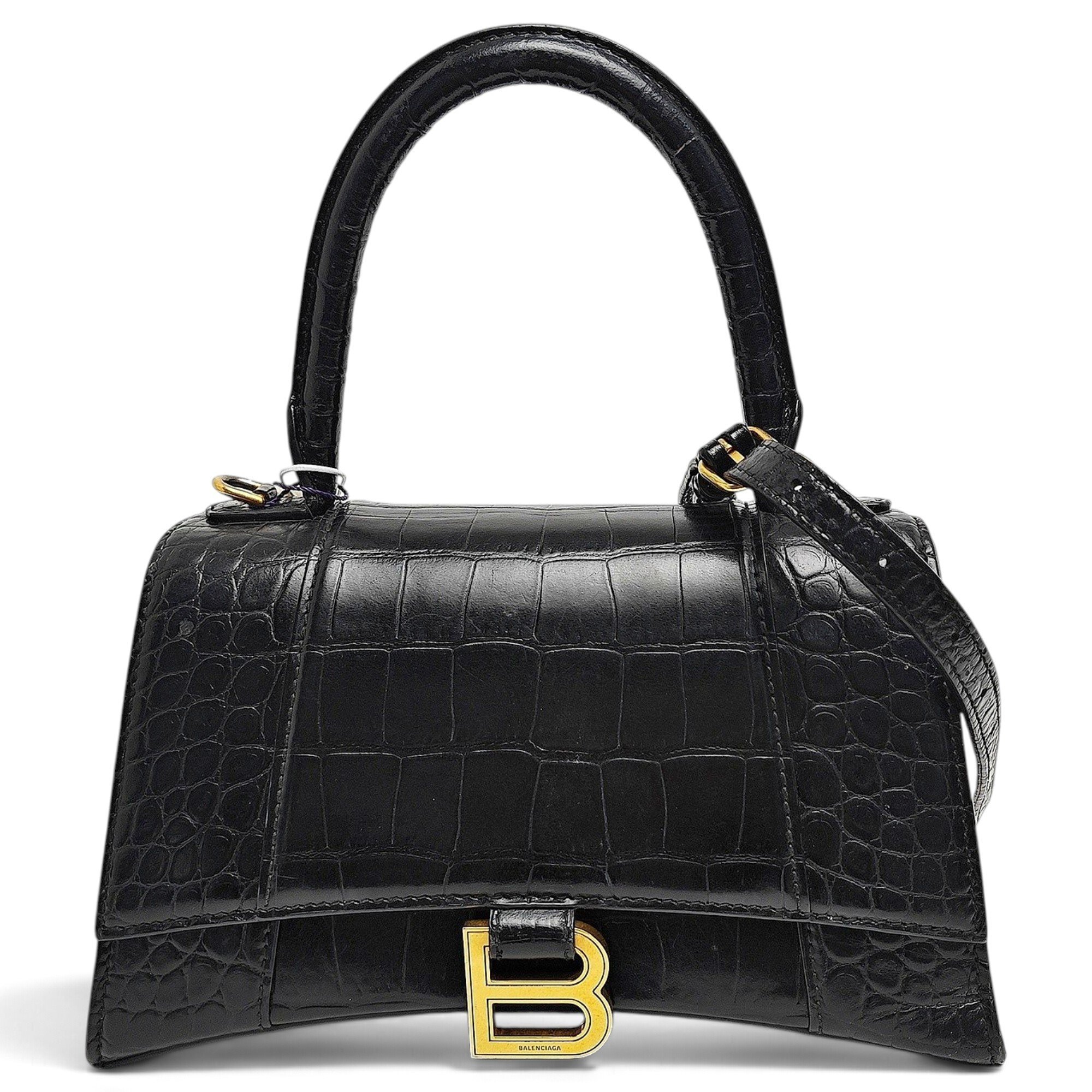 Hourglass leather handbag