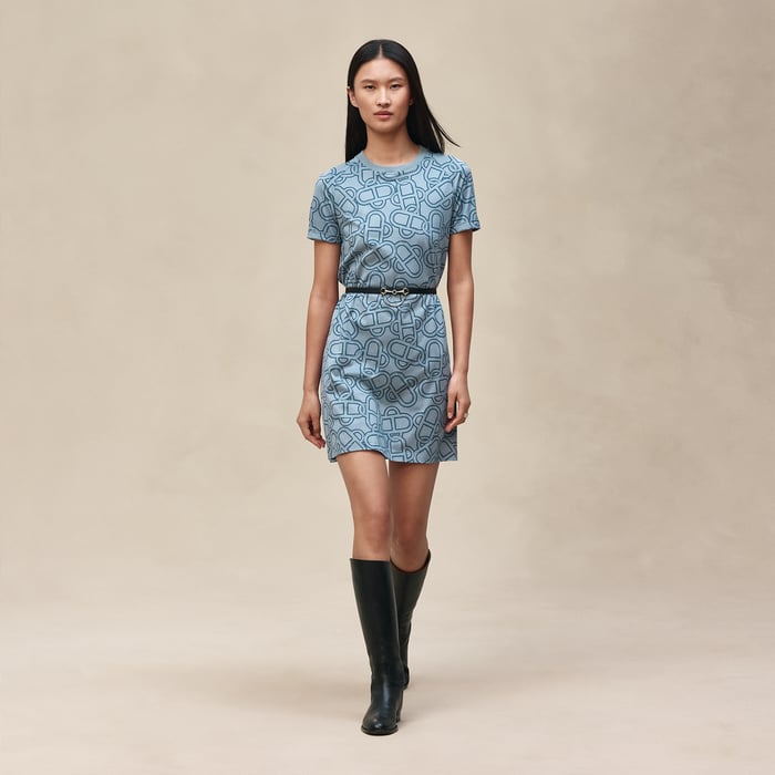 Bleu Adriatique "Maillon Equestre" Flared Dress