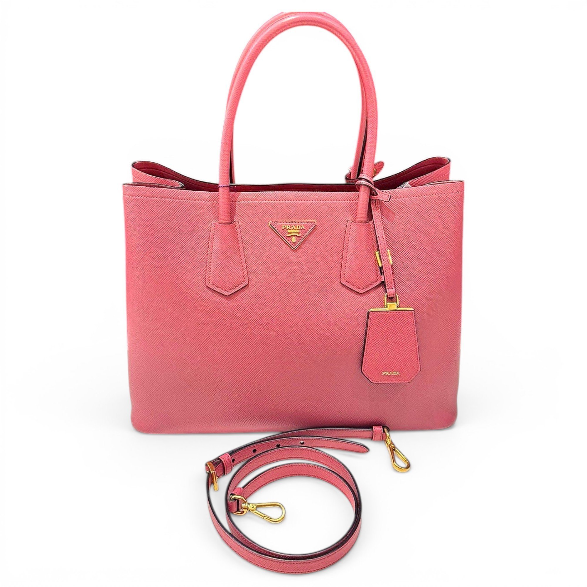Double leather handbag
