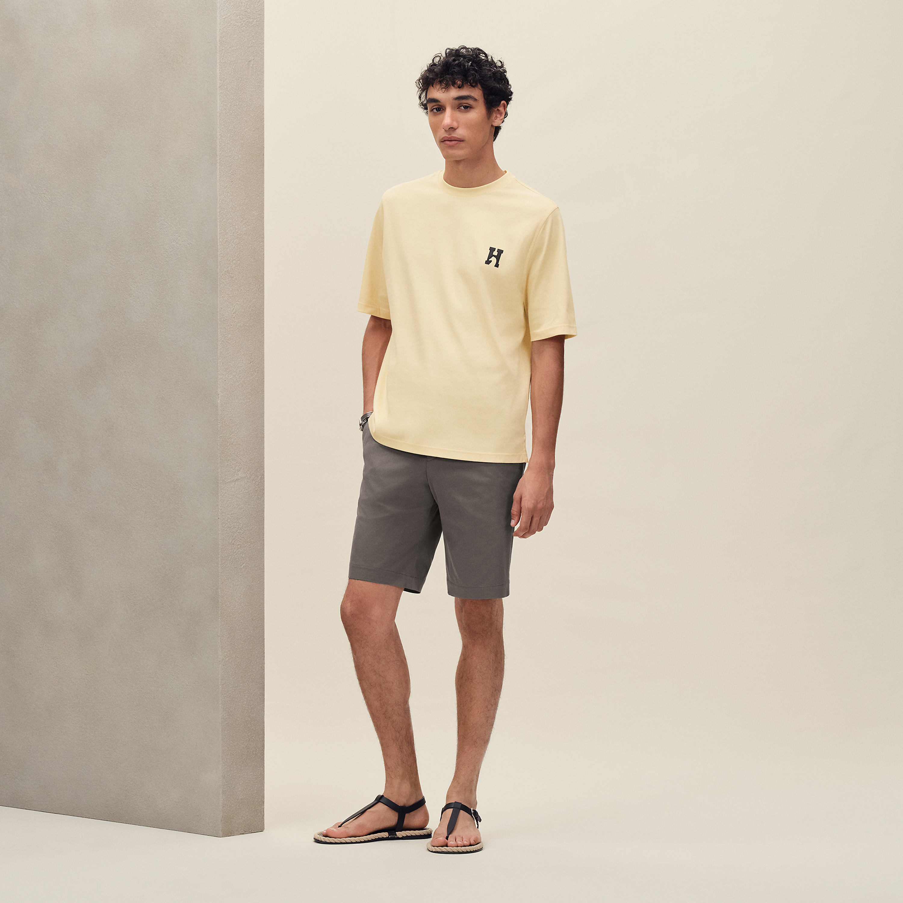 "H'Cheval" t-shirt with leather detail
