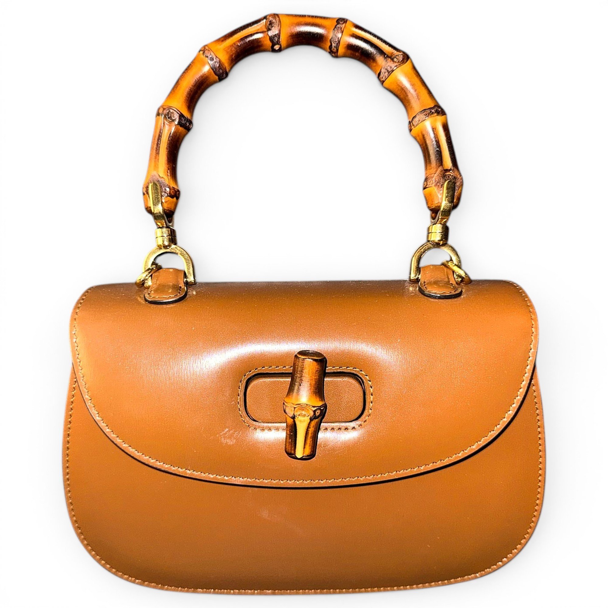 Bamboo Top Handle leather handbag