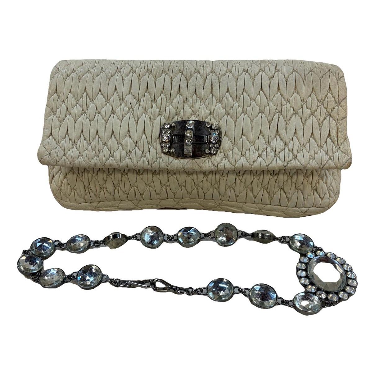 Miu Crystal leather handbag