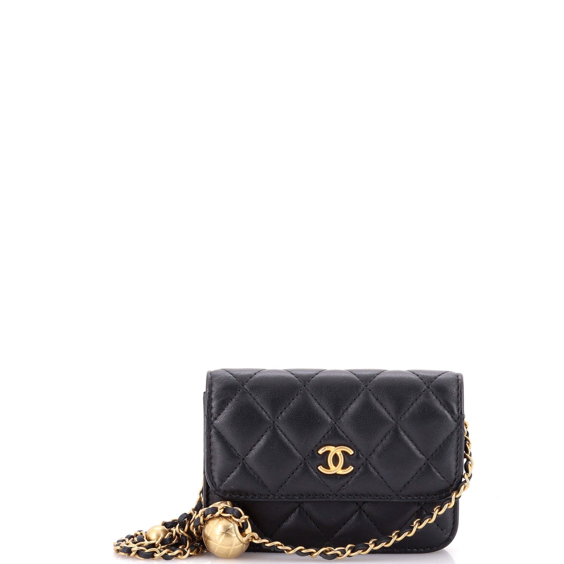 Pearl Crush Flap Clutch with Chain Quilted Lambskin Mini