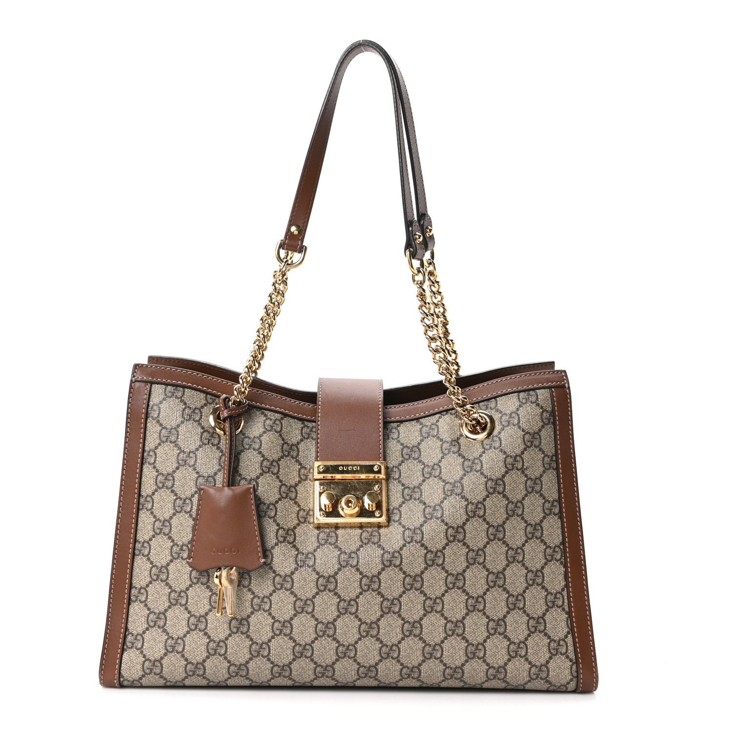 Gucci GG Supreme Monogram Medium Padlock Tote Beige Cuir