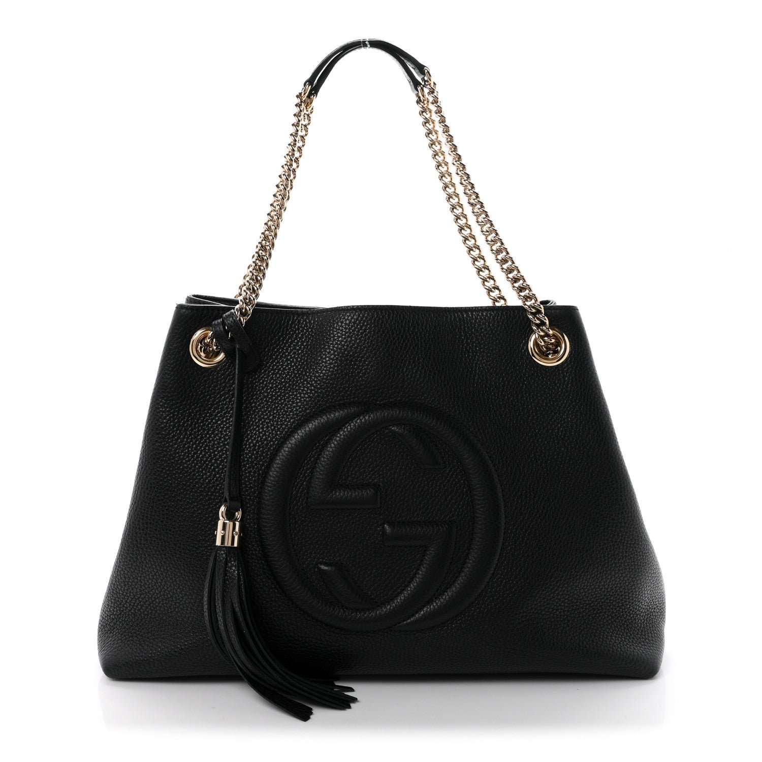 Gucci Pebbled Calfskin Medium Soho Chain Shoulder Bag Black