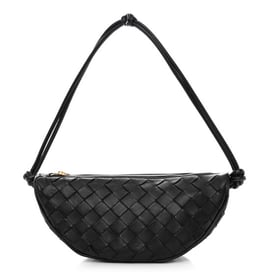 Bottega Veneta Nappa Intrecciato Half Moon Pouch On Strap Black