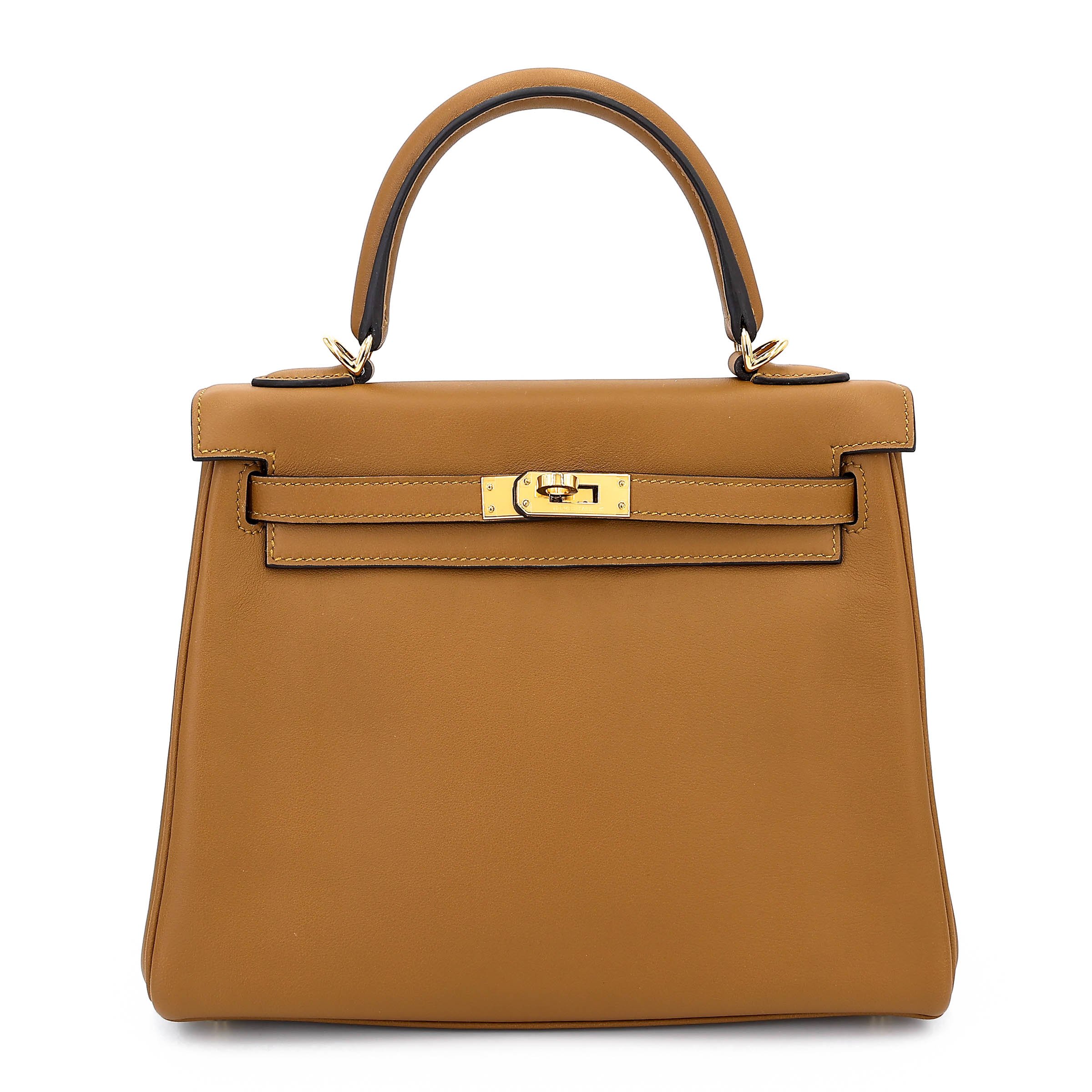 Excellent ( Rank SA ) HERMÈS Kelly 25 Kraft (2H) Swift Gold hardware D (2019)