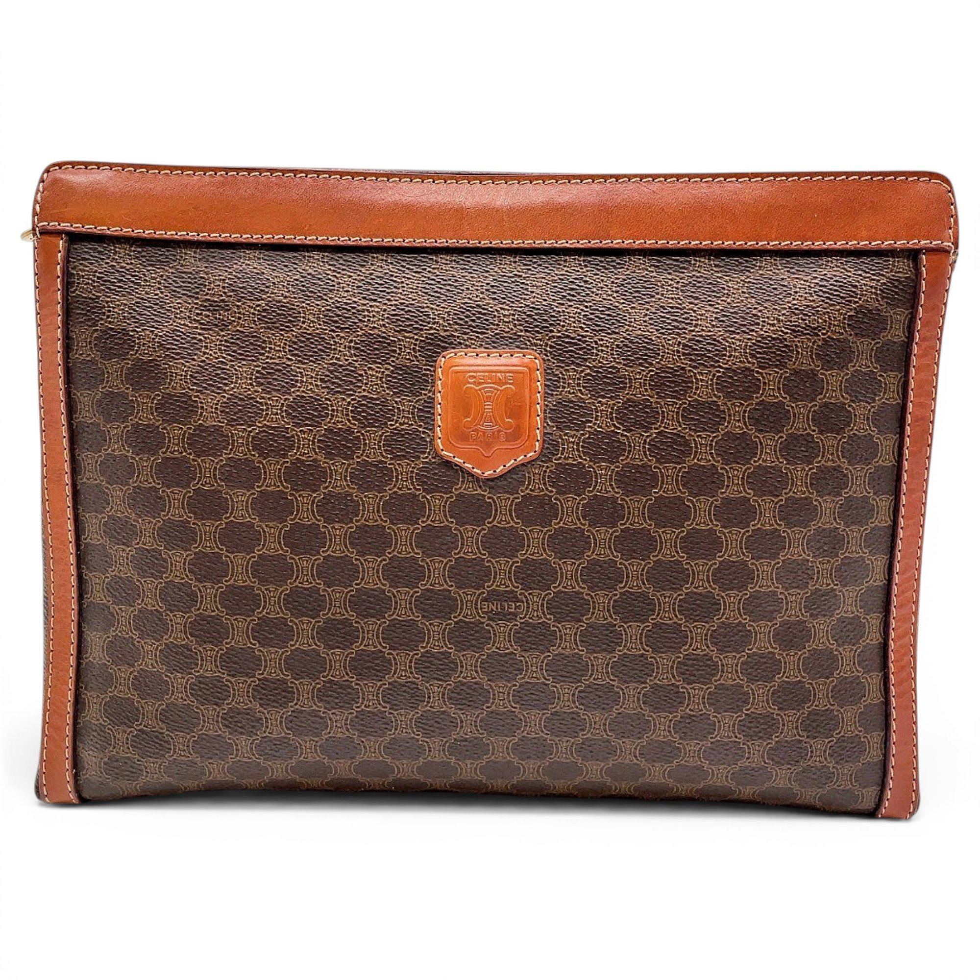 Triomphe Vintage leather clutch bag