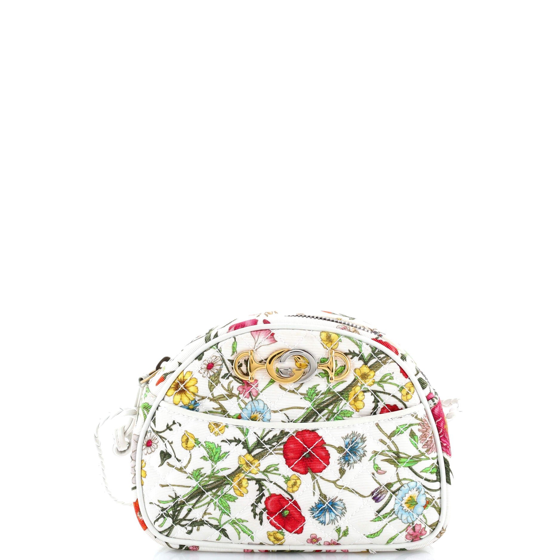 Gucci Trapuntata Camera Shoulder Bag Quilted Flora Canvas Mini