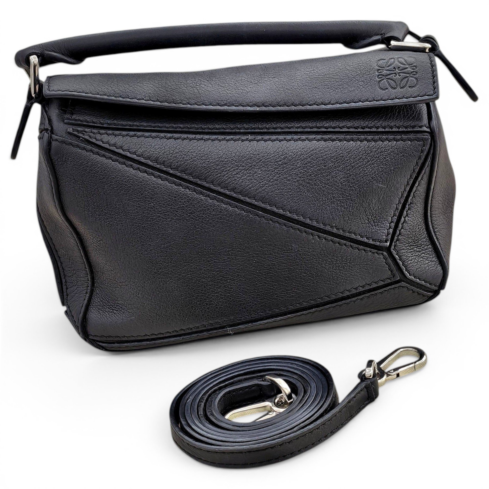 Puzzle leather handbag