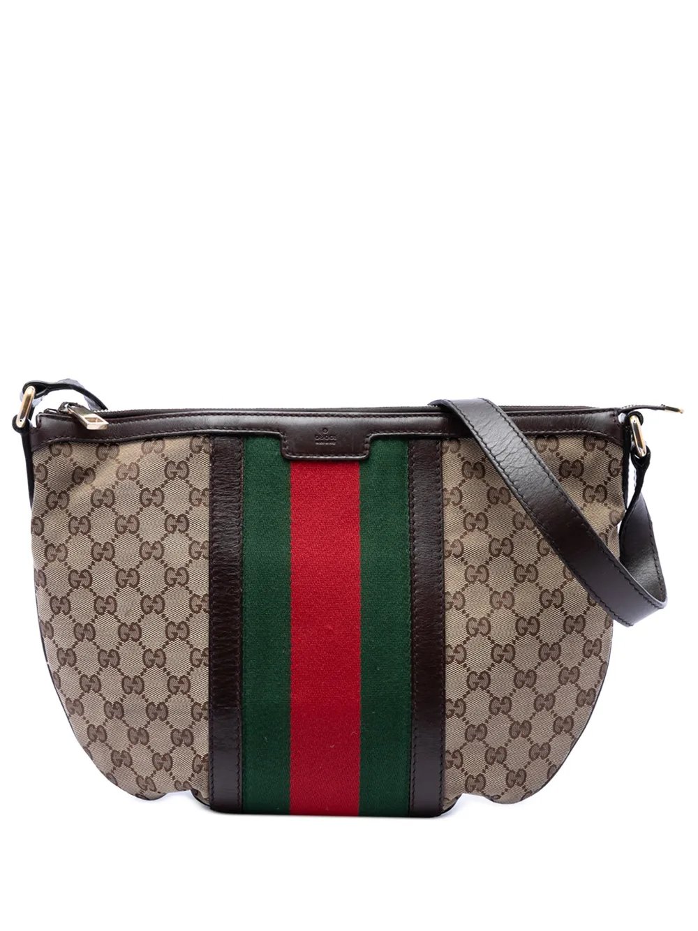 2016-2026 Medium GG Canvas Web Half Moon crossbody bag