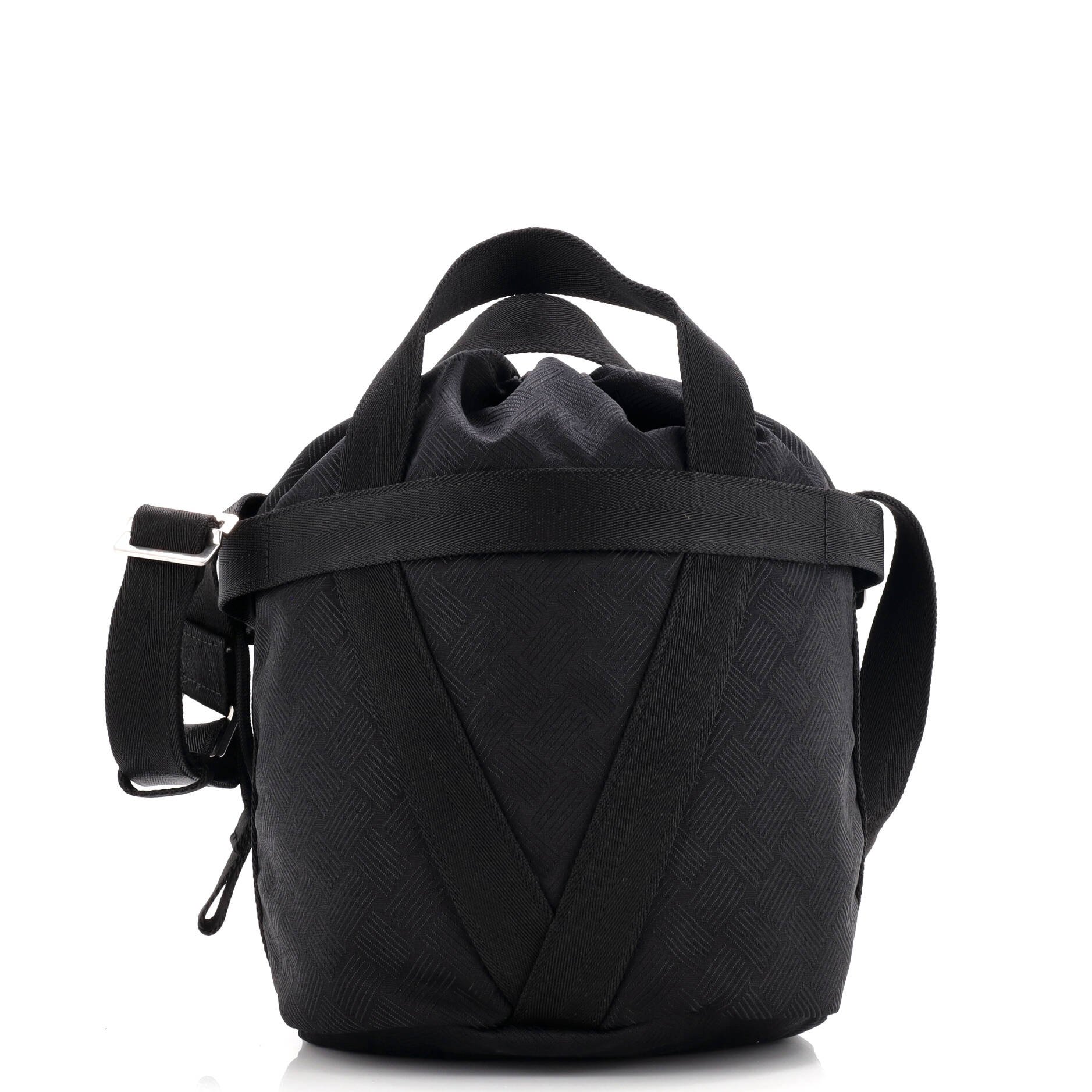 Bottega Veneta Convertible Drawstring Bucket Bag Intrecciato Effect Jacquard Small