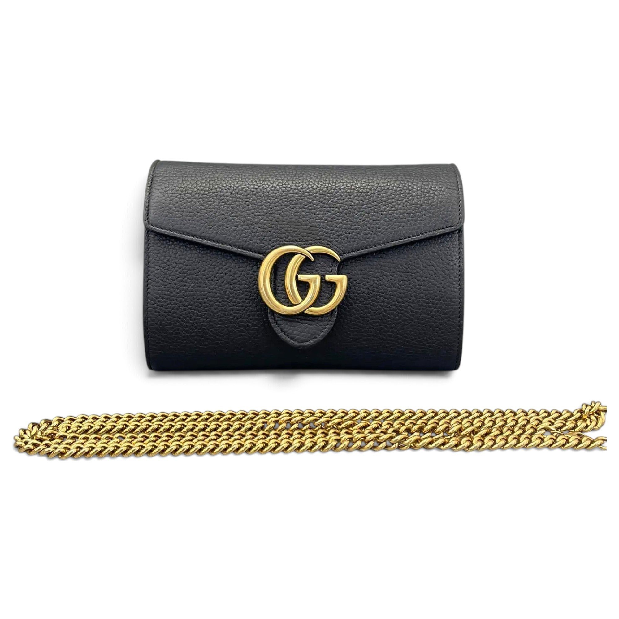 Pearly GG Marmont Chain Wallet leather crossbody bag