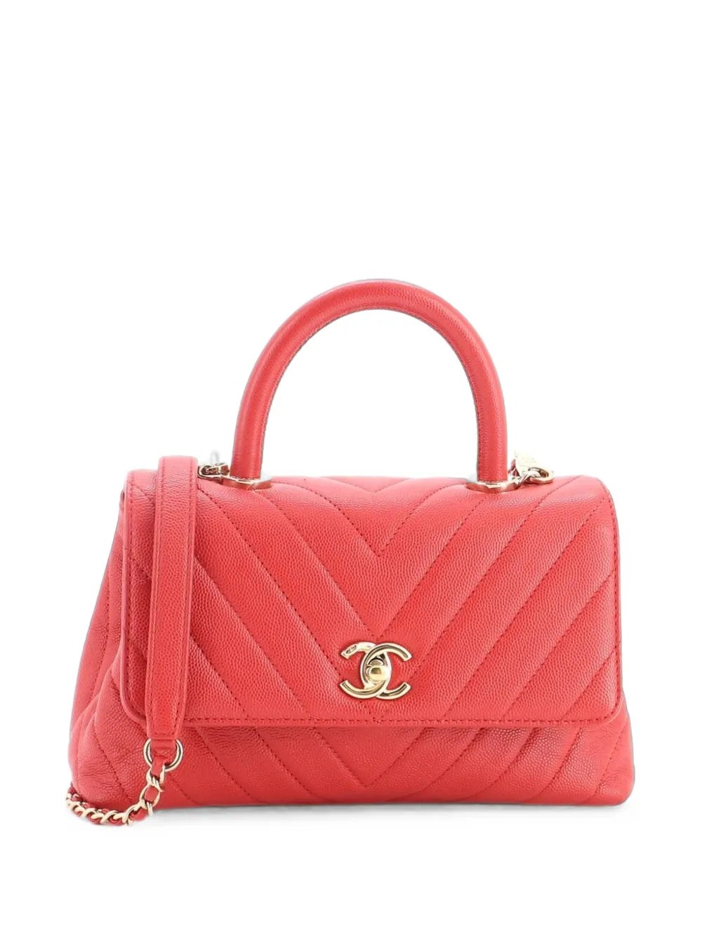 Coco Top Handle Bag Chevron Caviar Mini shoulder bag