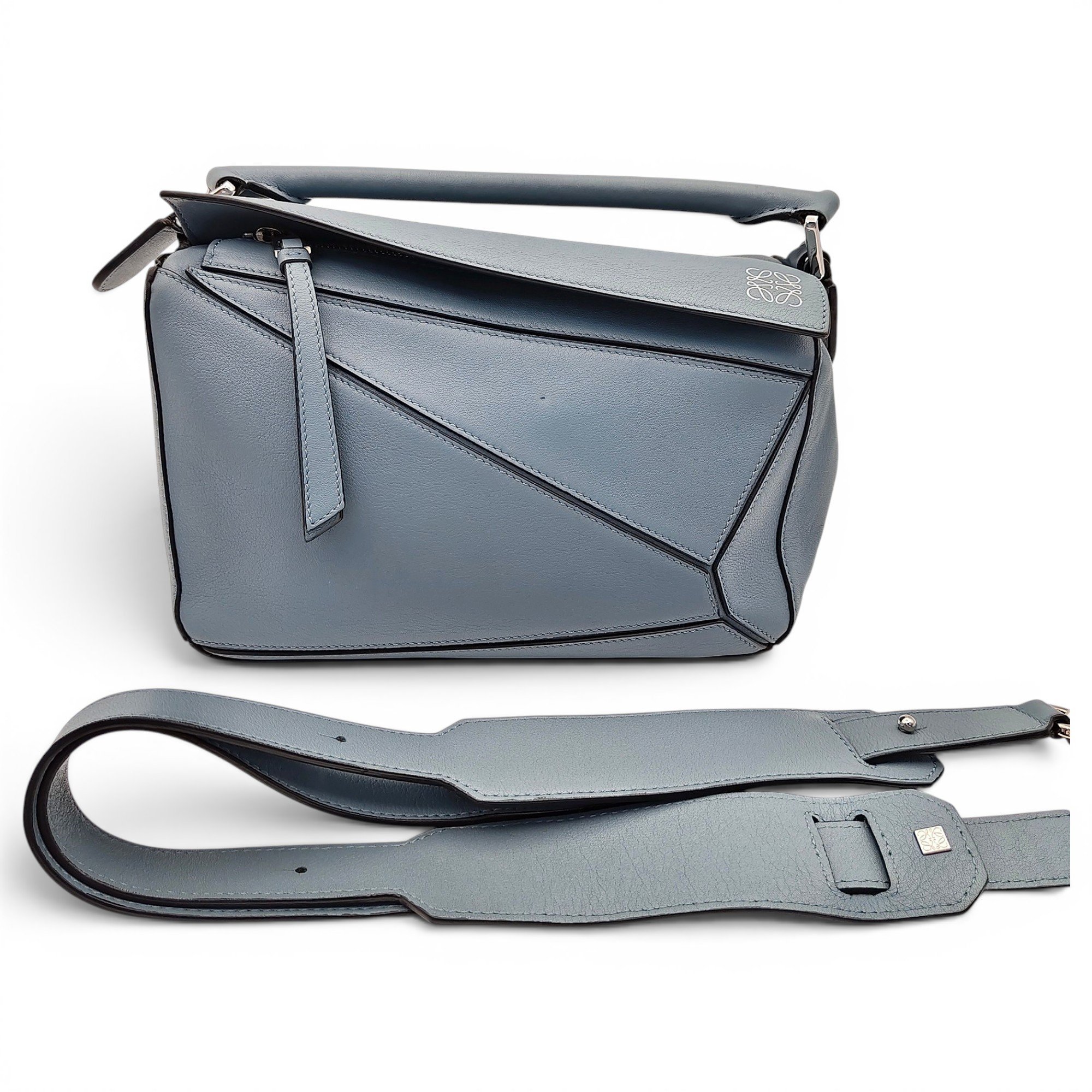 Puzzle leather handbag