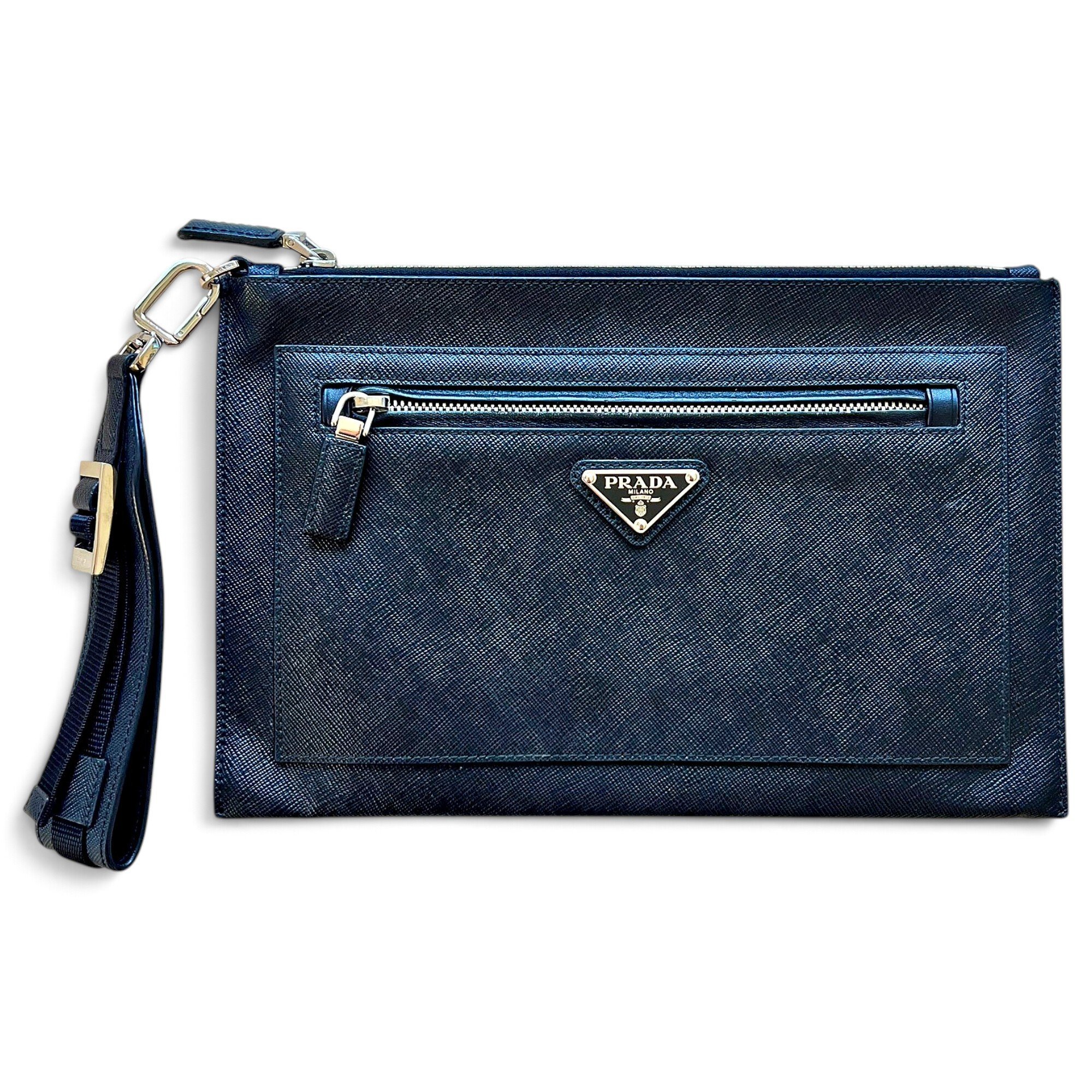 Leather clutch bag