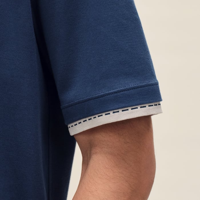 Indigo T-shirt With "Sellier" Detail