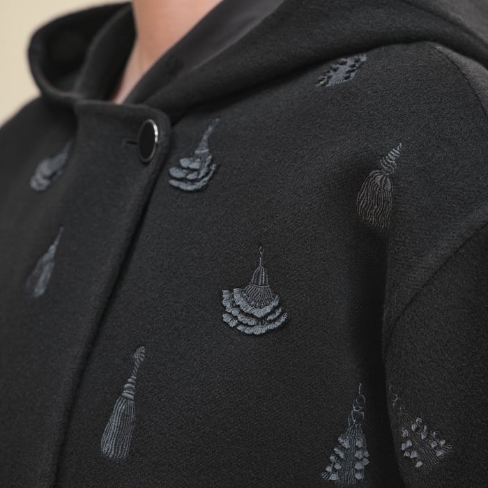 Noir Hooded Embroidered Jacket