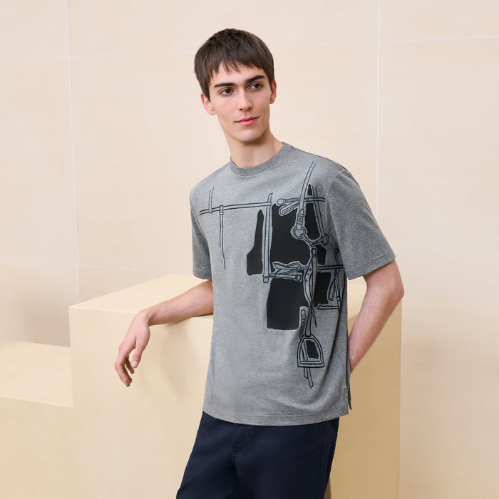 Gris Camiseta "Harnais En Gouache 3d"
