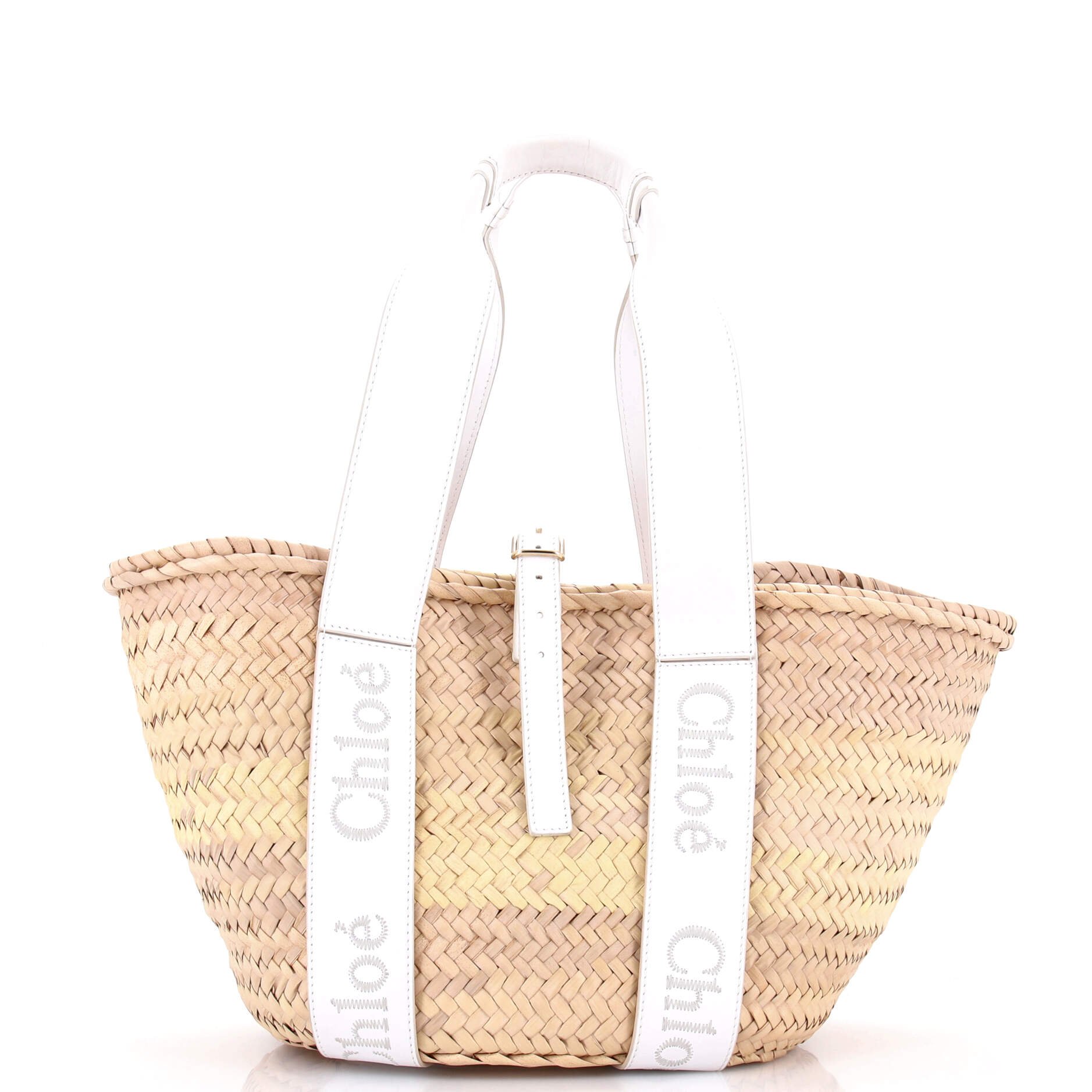 Sense Basket Tote Raffia with Leather Medium