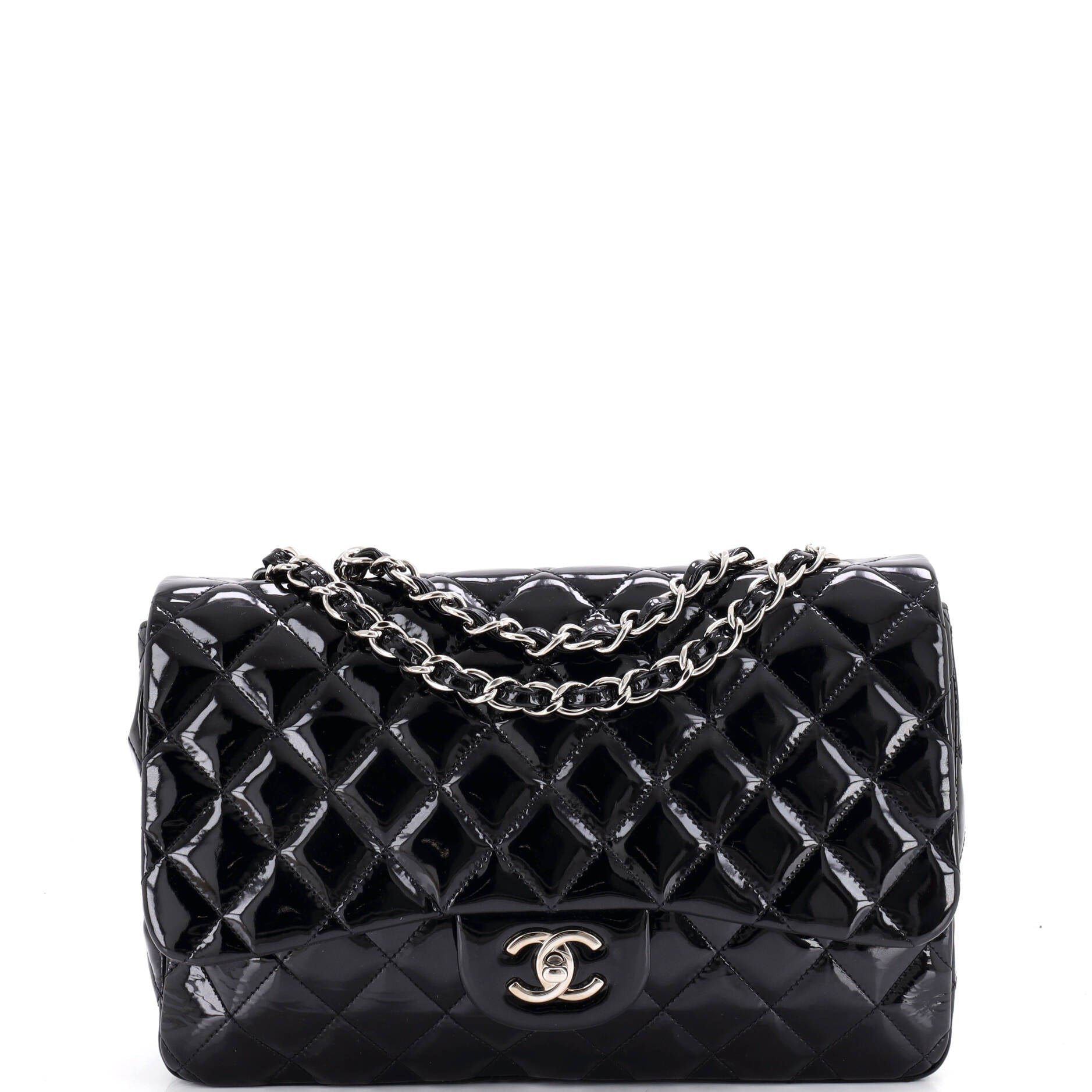 Vintage Classic Single Flap Bag Quilted Patent Jumbo