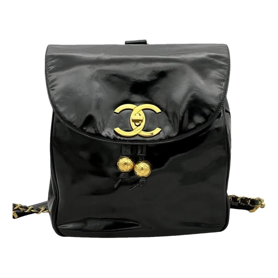 Patent leather backpack