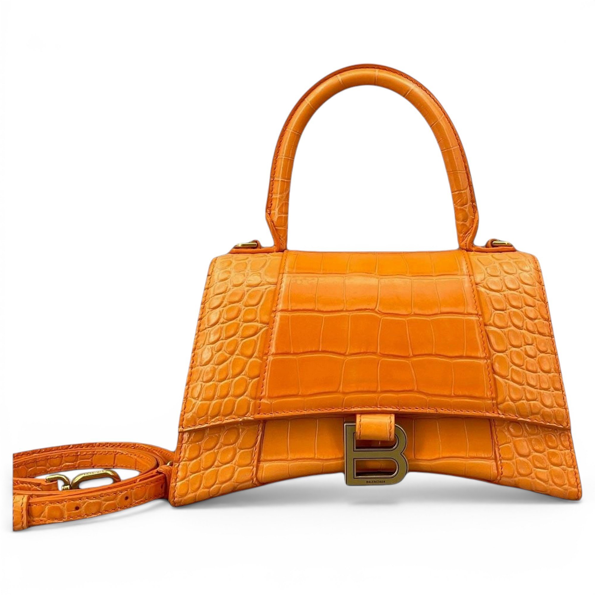 Hourglass leather handbag