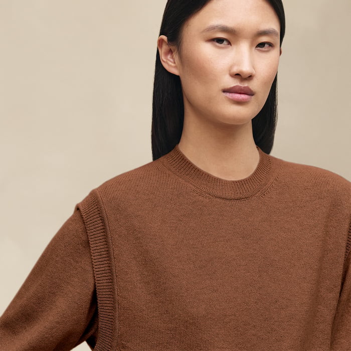 Marron Fauve Mid-length Cashmere Dress