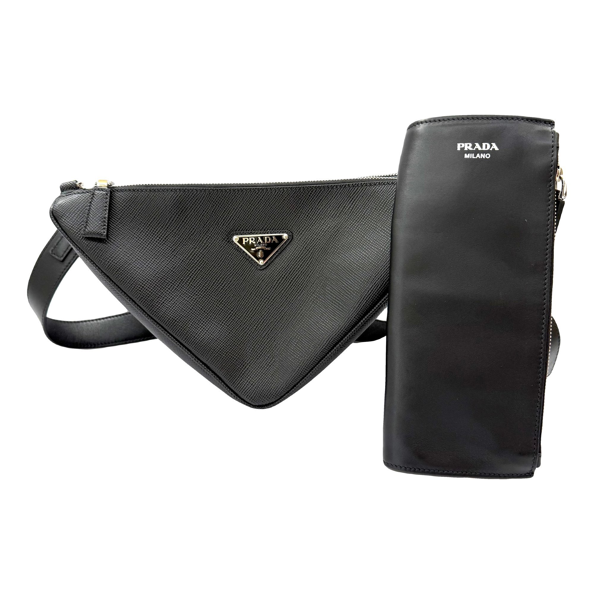 Triangle leather handbag