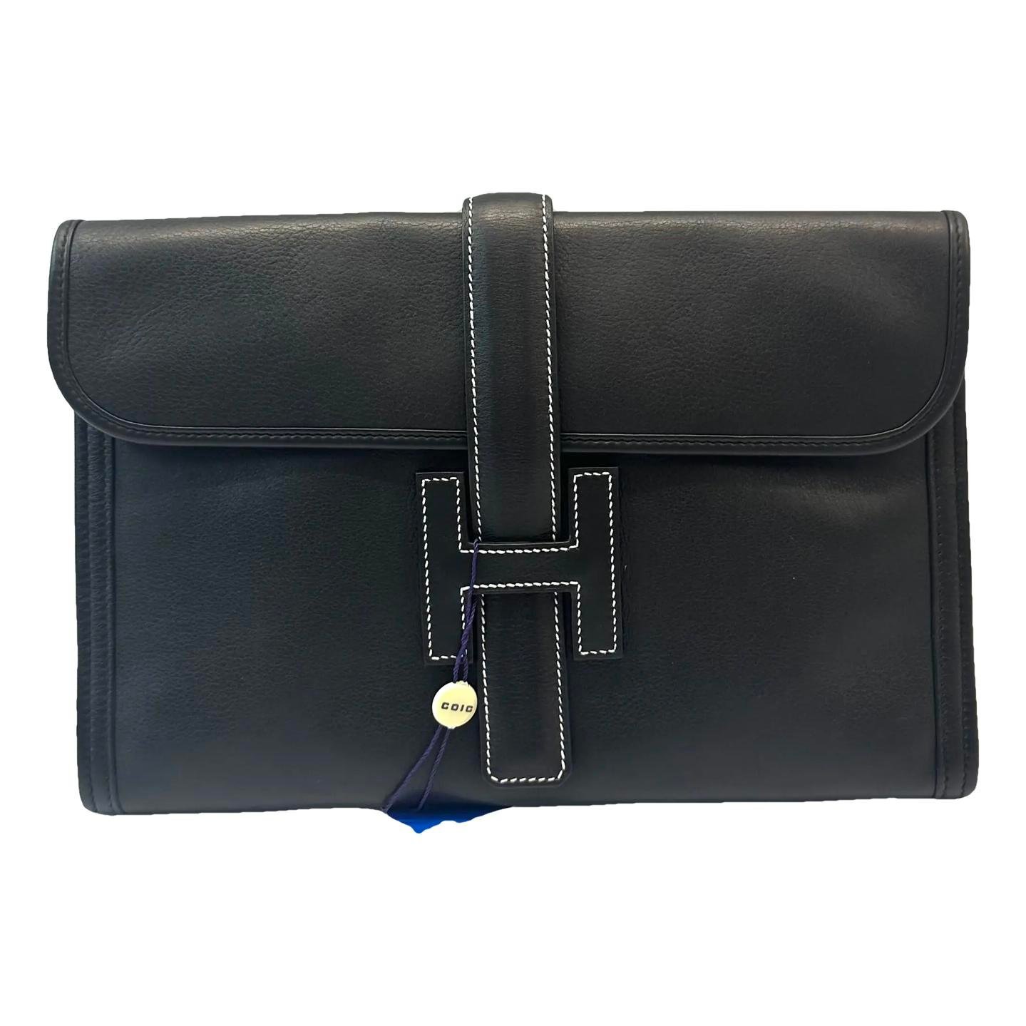 Hermes Jige leather clutch bag