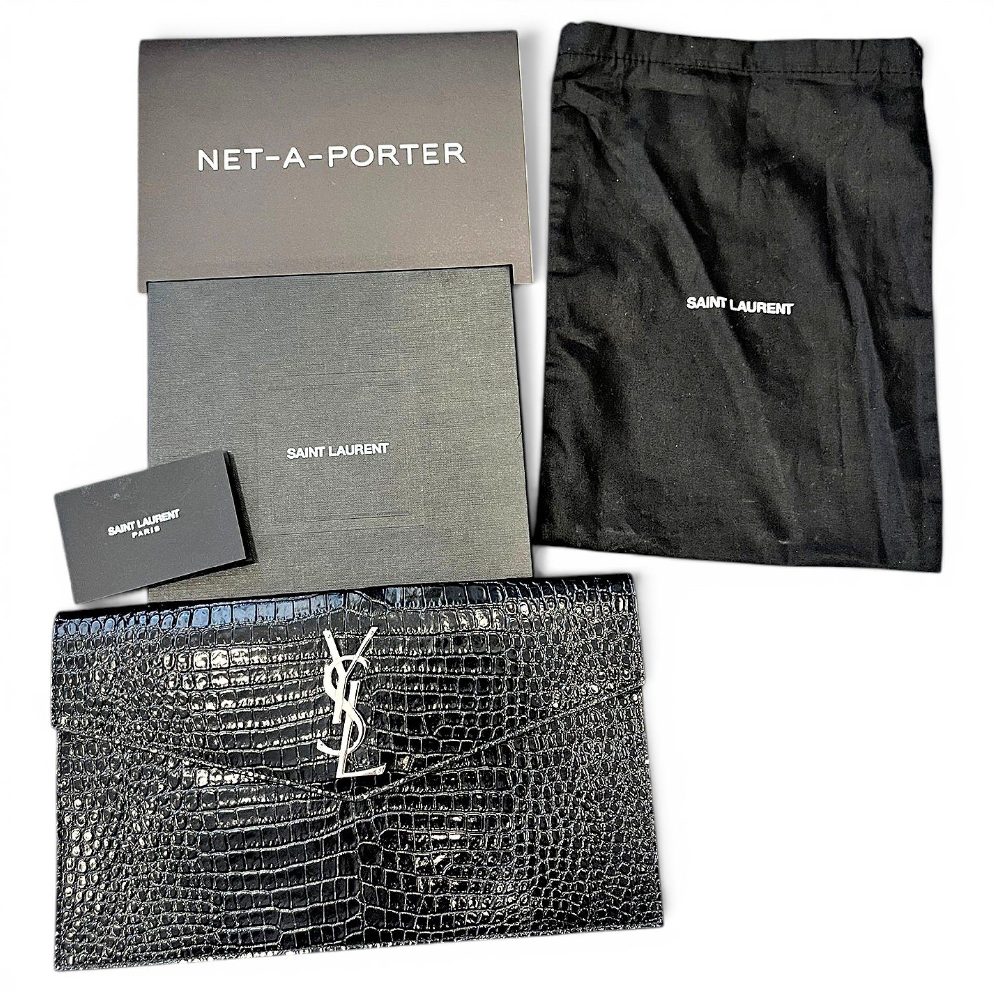 Patent leather clutch bag