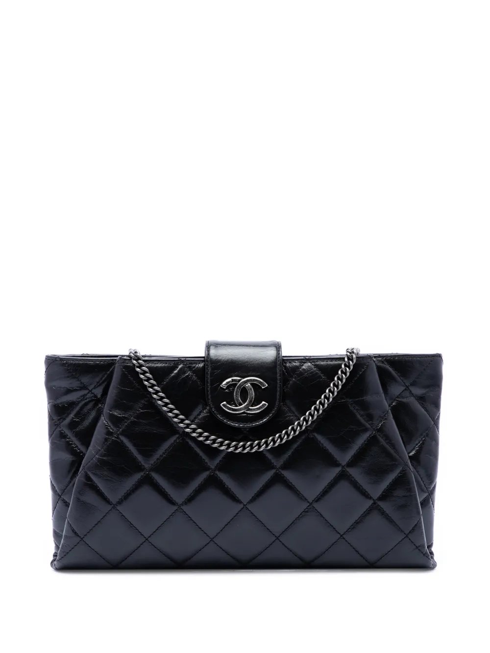 2014-2015 Quilted Glazed Calfskin Coco Pleats Chain Clutch crossbody bag